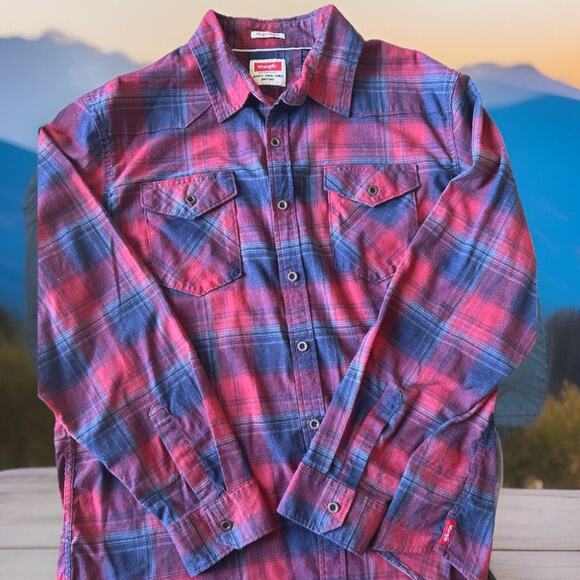 VTG Plaid Wranglers western mens shirt XL Long sleeve Button Up pointed pockets - Picture 3 of 8